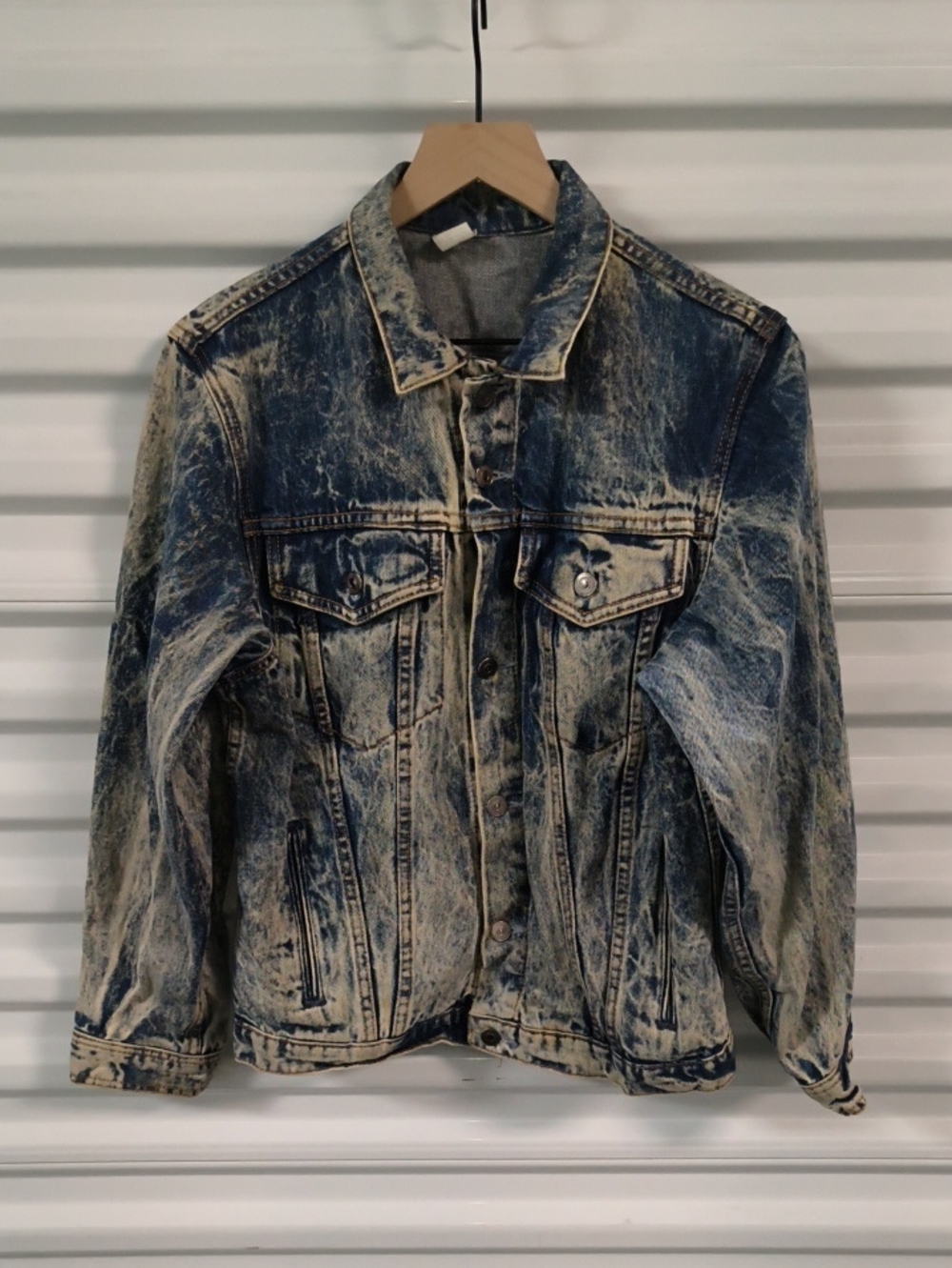 Vintage Acid Wash Denim Long Sleeve Button Up Jeans Jacket Women's XL Rare